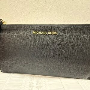 Michael Kors Black Pebbled Leather Toiletry Bag
